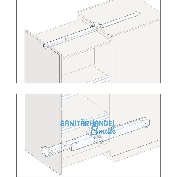 HAWA-FORTE Schrankauszug L�nge 780 mm, Tiefe 785 mm, KB lichtgrau RAL 7035