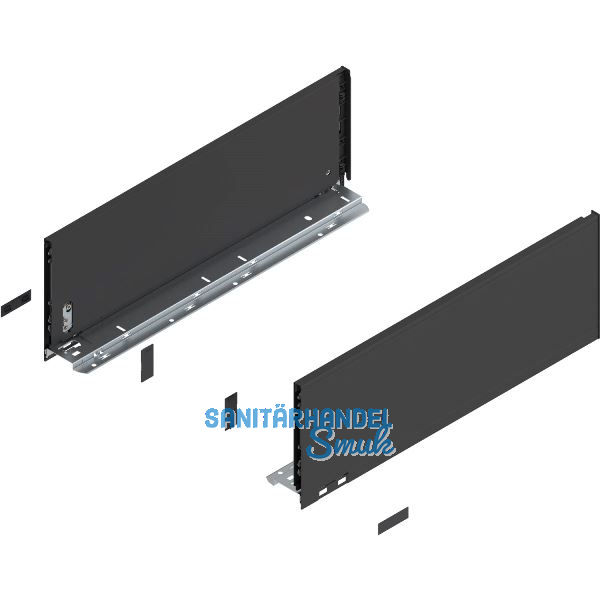 BLUM LEGRABOX pure SET H�he C, BLUMOTION S, 70Kg, NL 650, Carbonschwarz