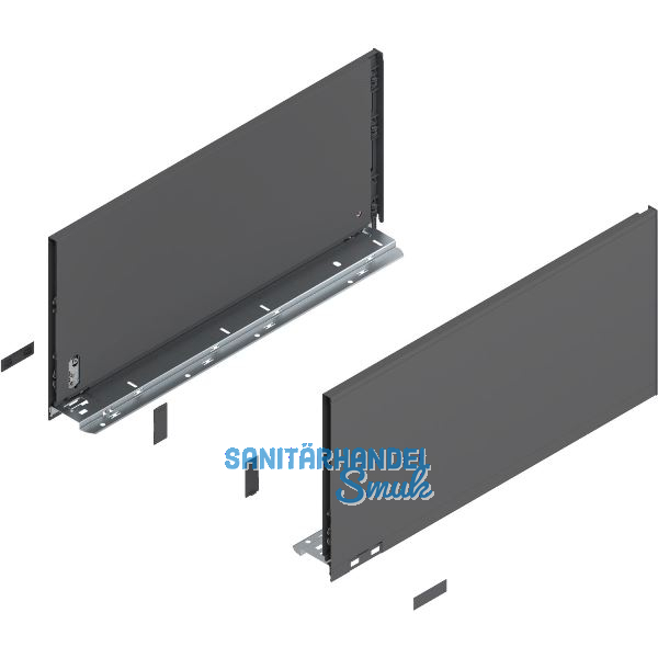 BLUM LEGRABOX pure SET H�he F, BLUMOTION S, 70Kg, NL 650, Oriongrau