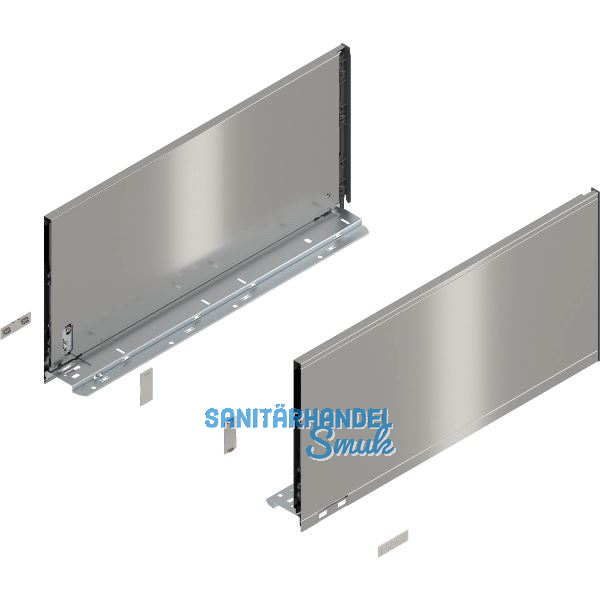 BLUM LEGRABOX pure SET H�he F, BLUMOTION S, 70Kg, NL 650, INOX