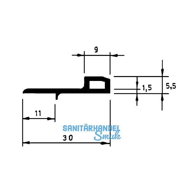 Schlagleiste mit Nase, L 2500 mm, Kunststoff wei�