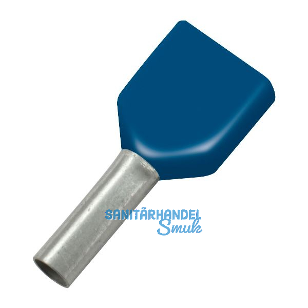 Zwillings-Aderendh�lse 0,75x8/15 mit Kragen blau