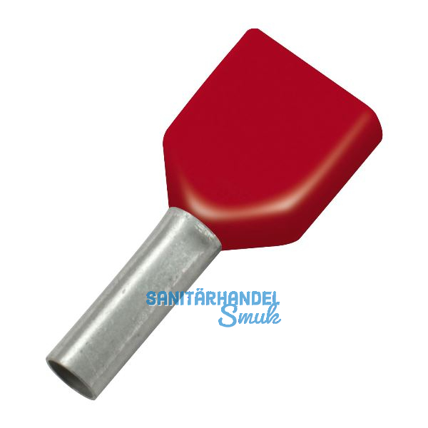 Zwillings-Aderendh�lse 1x8/15 mit Kragen rot