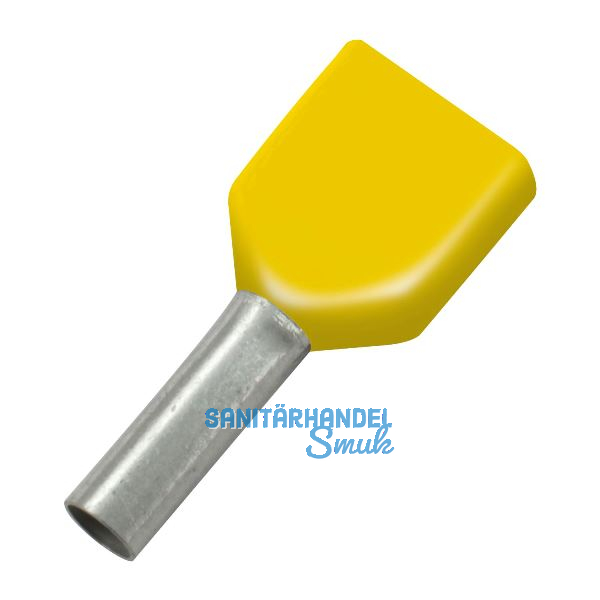 Zwillings-Aderendh�lse 6x14/26 mit Kragen gelb
