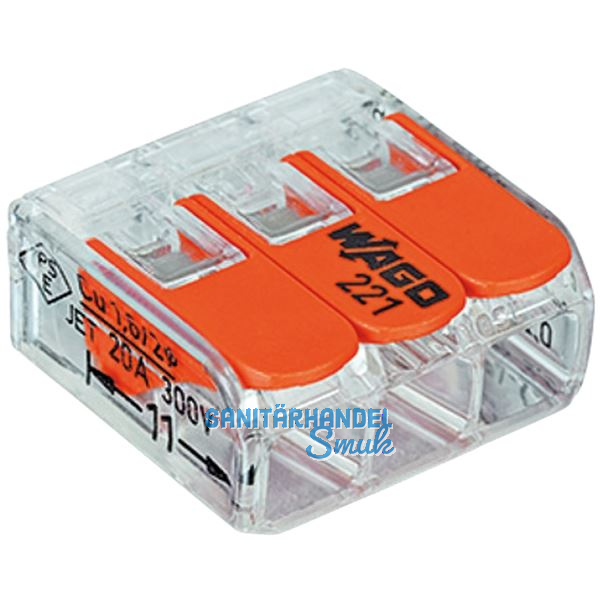 WAGO 221 3x4Qmm Verbindungsklemme mit Bet�tigungshebel