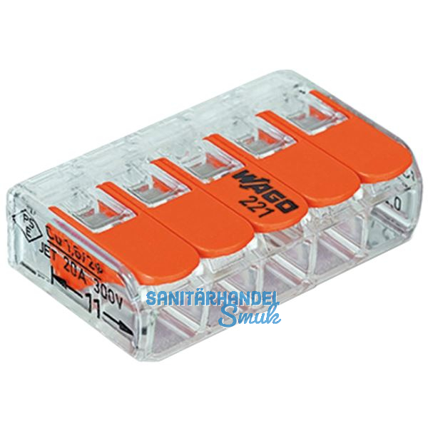 WAGO 221 5x4Qmm Verbindungsklemme mit Bet�tigungshebel