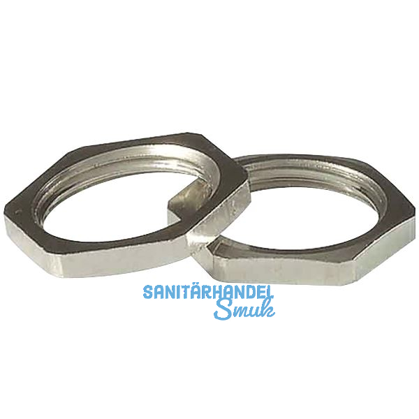 Gegenmutter M16x1,5 Messing vernickelt, SW19