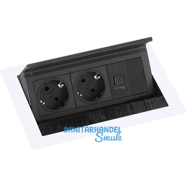 EVOline Flip Top Push S 2xSchuko + USB-A- USB-C-Charger wei�
