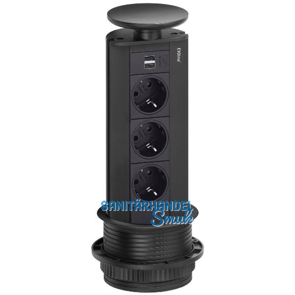 EVOline Port Steckdosenelement 3x Schuko 2x USB-Charger schwarz