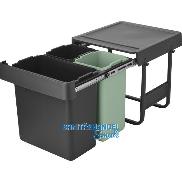 BRABANTIA Einbau-Abfallsammler Sort & Go 10/10/20 Liter Kunststoff dunkelgrau