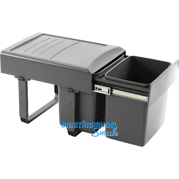 EKOTECH Einbau-Abfallsammler Mega 40 2 x 15 Liter Kunststoff grau