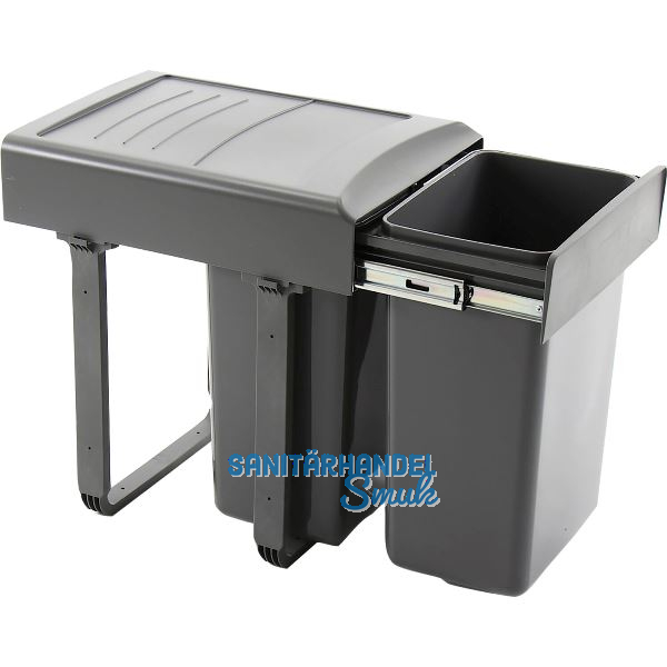 EKOTECH Einbau-Abfallsammler Mega 40 2 x 20 Liter Kunststoff grau
