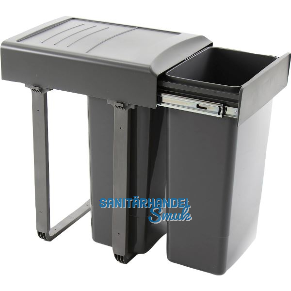EKOTECH Einbau-Abfallsammler Mega 45 2 x 26 Liter Kunststoff grau