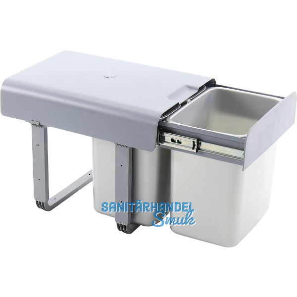 EKOTECH Einbau-Abfallsammler Ekko 40 1 x 16/2 x 8 Liter Kunststoff grau