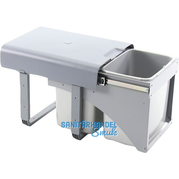EKOTECH Einbau-Abfallsammler Ekko Front 40 2 x 16 Liter Kunststoff Grau