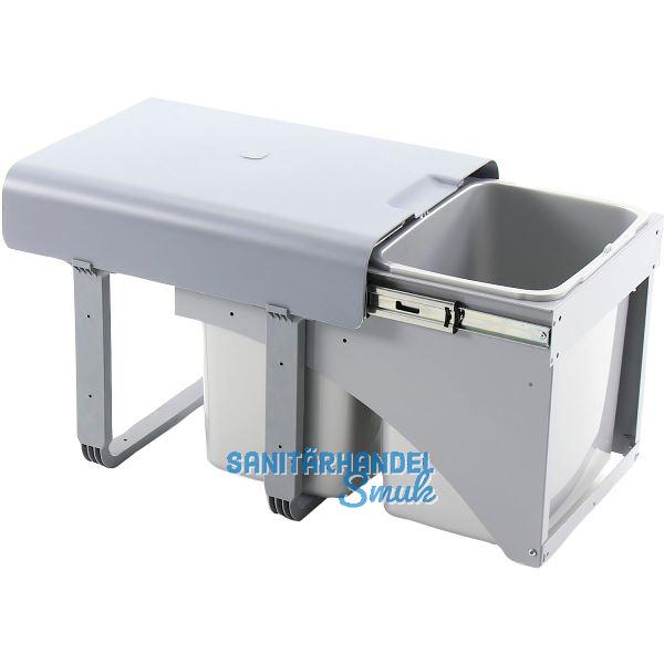 EKOTECH Einbau-Abfallsammler Ekko Front 40 1 x 16/2 x 8 Liter Kunststoff Grau