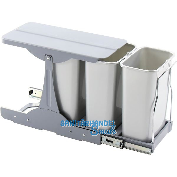 EKOTECH Einbau-Abfallsammler Patty 30 3 x 8 Liter Kunststoff grau