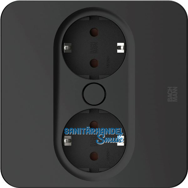 BACHMANN Einbausteckdose TWIST 2 eckig, 2 x Schuko, schwarz matt