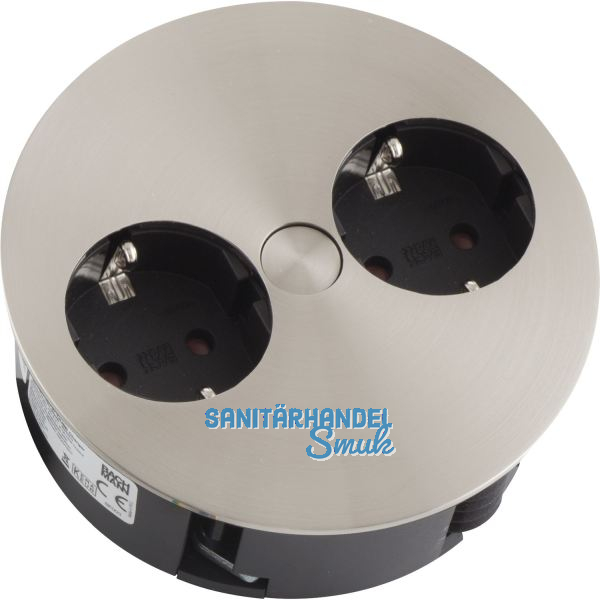 BACHMANN Einbausteckdose TWIST 2S, 2 Stk. Schukosteckdosen, Edelstahl Effekt