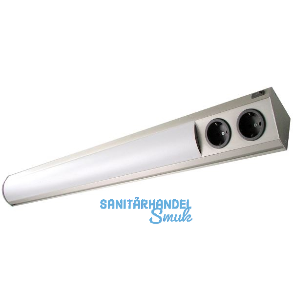WIPO Unterbauleuchte Corner Compact LED 860mm mit Steckdose, Edelstahl Effekt