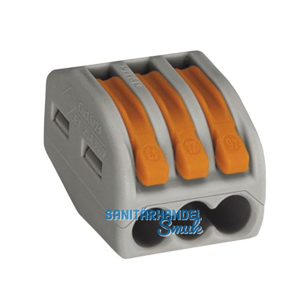 WAGO 222 3x4Qmm Verbindungsklemme grau mit Bet�tigungshebel