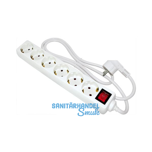 BACHMANN Steckdosenleiste -6 Steckdosen + Schalter, 1500 mm Kabel, wei�