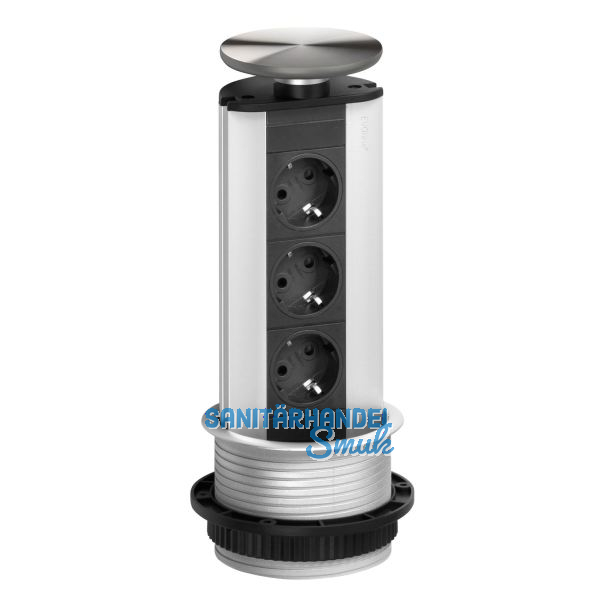 EVOline Port Steckdosenelement 3x Schuko Wippdeckel Edelstahl