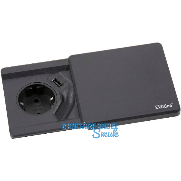 EVOline Square 80 Schuko mit USB-Charger schwarz