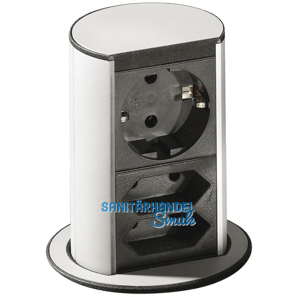 BACHMANN Steckdosenelement Elevator 1 x Schuko.- 2x Eurosteckdose, Edelstahl