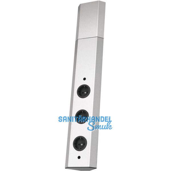 WIPO Steckdosenelement Power-Eck 1, 3 Schukosteckdosen, Edelstahl