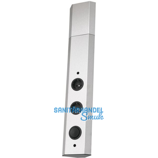 WIPO Steckdosenelement Power-Eck 2, 2 Schukosteckdosen, Edelstahl