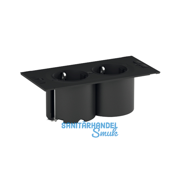 BACHMANN Steckdosenelement DUE 2xSchuko schwarz ohne Abdeckung