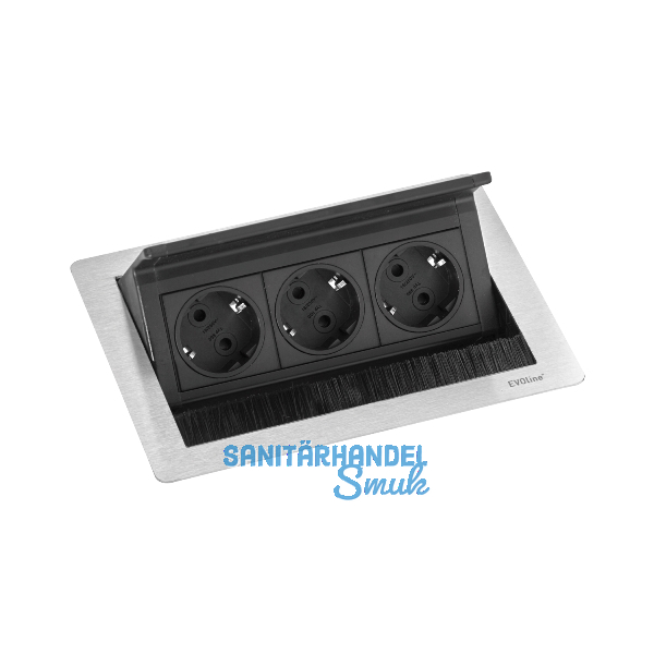 EVOline Flip Top Push S 3xSchuko Edelstahl