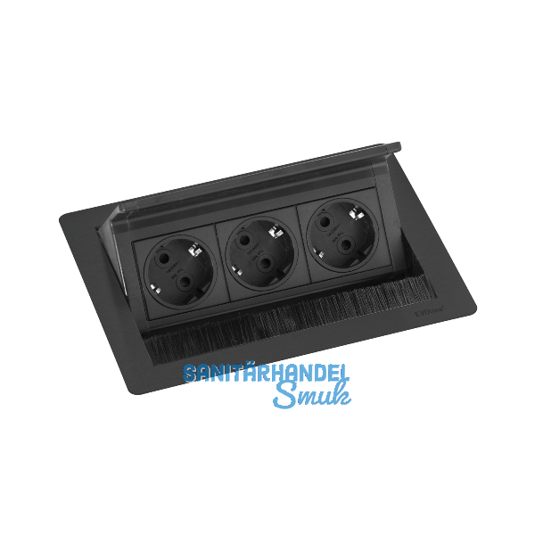 EVOline Flip Top Push S 3xSchuko schwarz