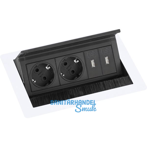 EVOline Flip Top Push S 2xSchuko + 2x USB-Charger wei�