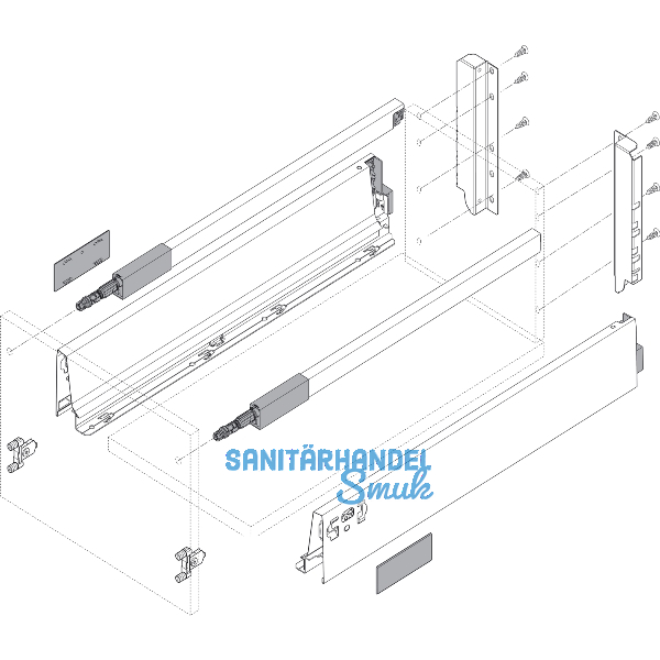 BLUM TANDEMBOX antaro SET H�he C-Reling, BLUMOTION M, 65kg, NL 550, grau RAL9006