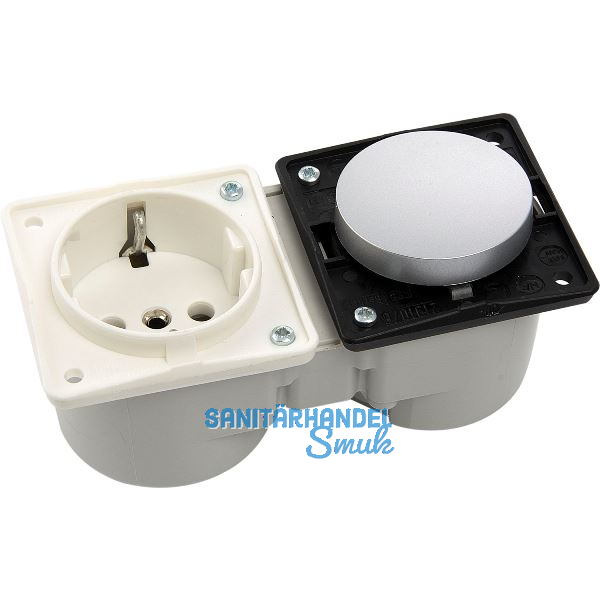 BERKER Integro Schalter chrom matt + Steckdose polarwei� ohne Rahmen