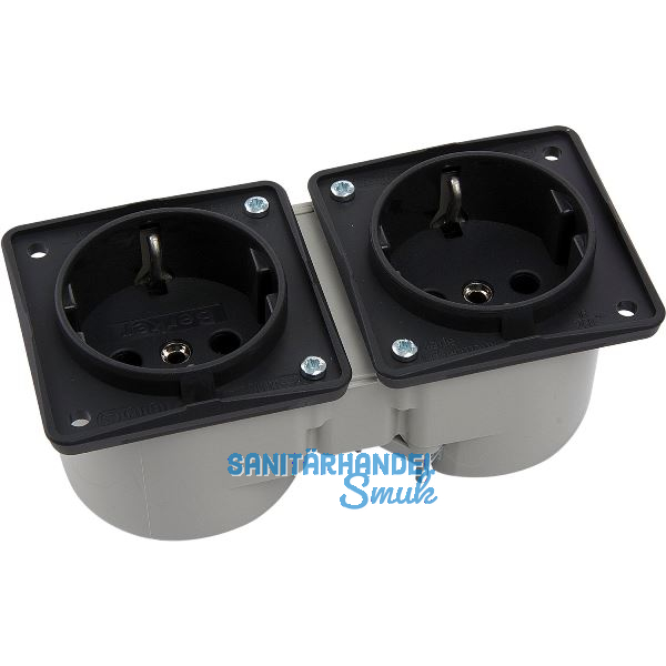 BERKER Integro Doppelsteckdose anthrazit ohne Rahmen