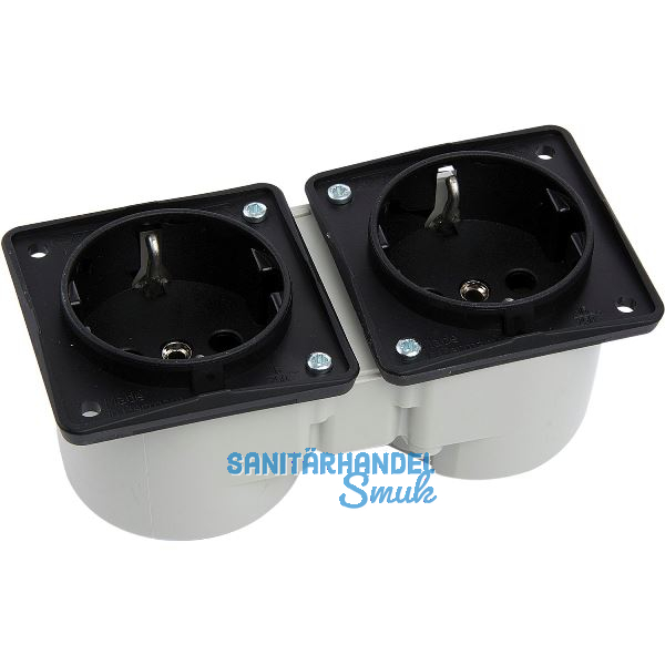 BERKER Integro Doppelsteckdose schwarz ohne Rahmen