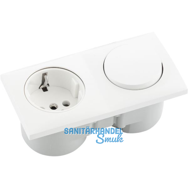 BERKER Integro Flow Schalter polarwei� gl�nzend + Steckdose polarwei�