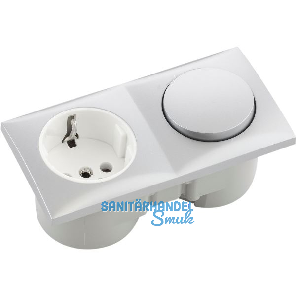 BERKER Integro Flow Schalter chrom matt + Steckdose polarwei�
