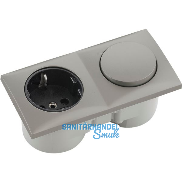 BERKER Integro Flow Schalter Edelstahl Effekt + Steckdose schwarz