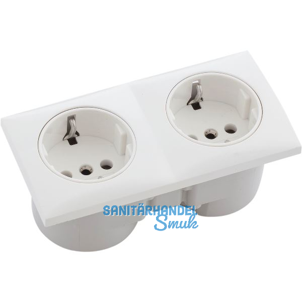 BERKER Integro Flow Doppelsteckdose polarwei� gl�nzend, Steckdose wei�