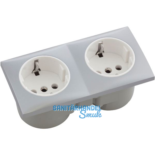 BERKER Integro Flow Doppelsteckdose chrom matt, Steckdose wei�