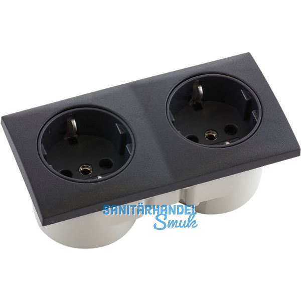 BERKER Integro Flow Doppelsteckdose anthrazit, Steckdose anthrazit