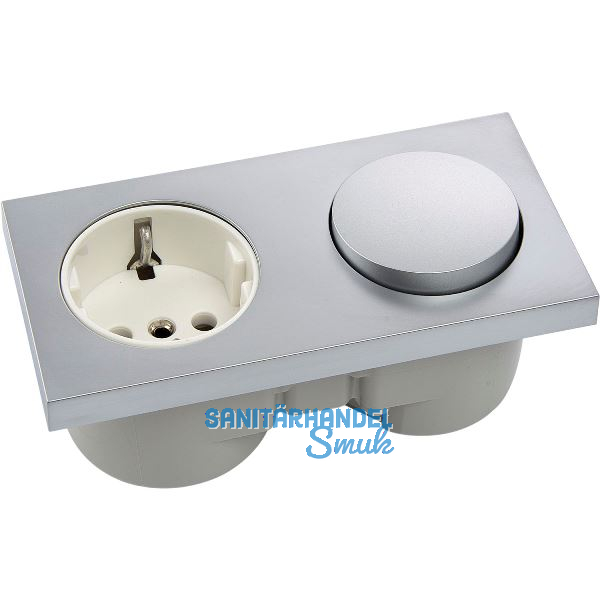 BERKER Integro Pure Schalter chrom matt + Steckdose polarwei�