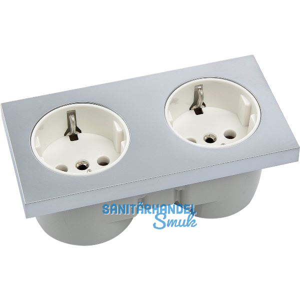 BERKER Integro Pure Doppelsteckdose chrom matt, Steckdose wei�