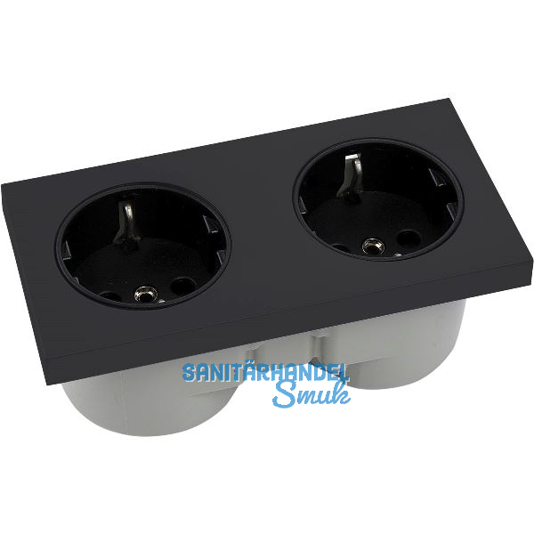 BERKER Integro Pure Doppelsteckdose schwarz matt, Steckdose schwarz