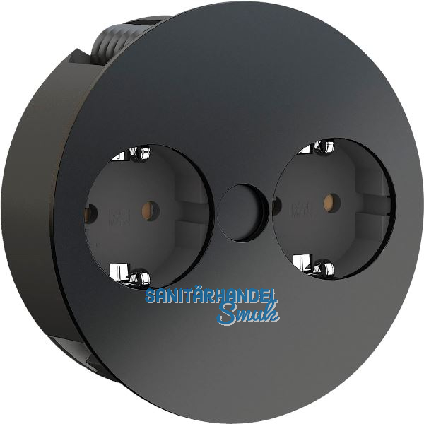 BACHMANN Einbausteckdose TWIST 2S, 2 Stk. Schukosteckdosen,, schwarz matt