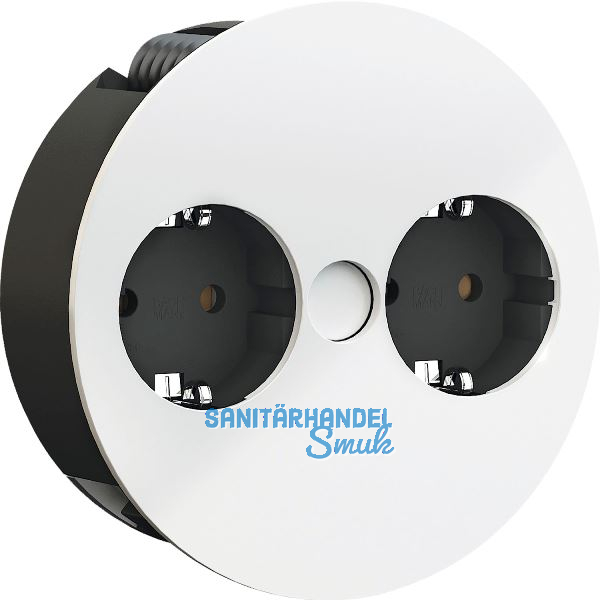 BACHMANN Einbausteckdose TWIST 2S, 2 Stk. Schukosteckdosen, wei� matt RAL 9010